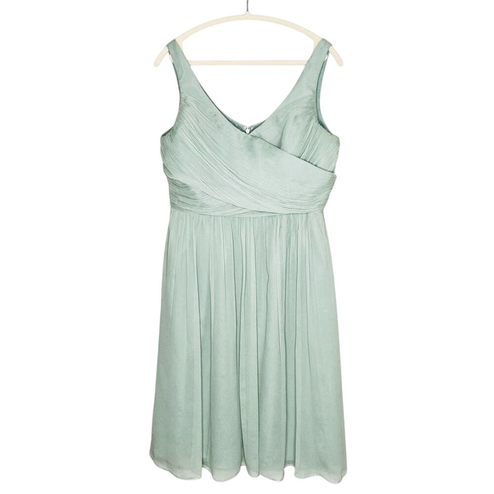 J Crew Silk Chiffon Heidi Dress Dusty Shale Green 14 Formal Wedding Party 93100